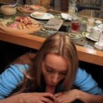 Public Blowjob Under The Table In The Restaurant. Cum in Mouth.